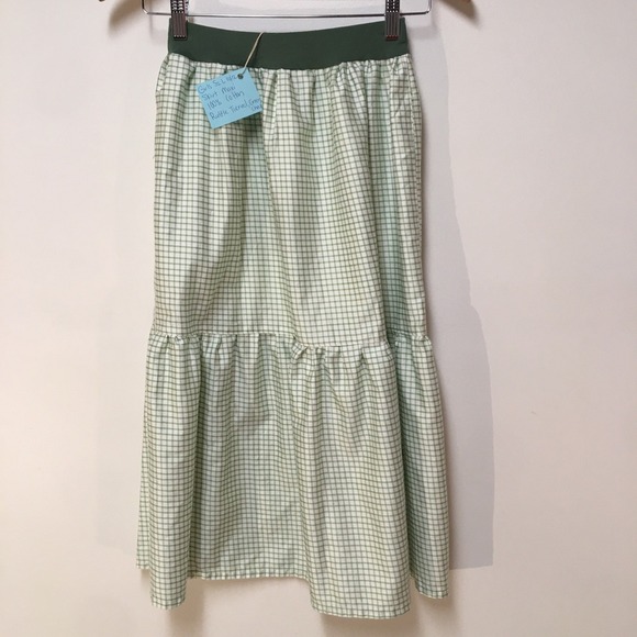 Skirt Girl L 10/12 100% Cotton Green Checks Ruffle Tier Maxi Mom and Pop's Kids - Picture 1 of 8